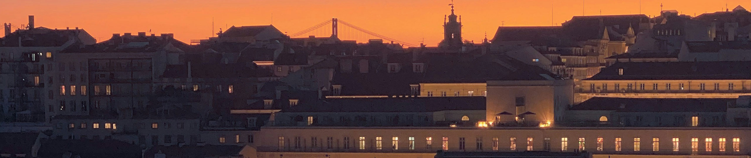 Sunset over a city in Portugal